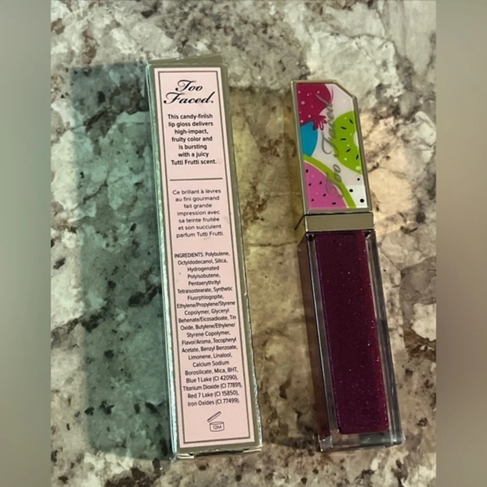 Too Faced Juicy Fruits Lip Gloss‎ Glaze “Plum Crazy!” 7ml/0.24 oz NEW With Box